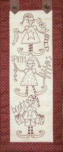 The Birdhouse Making Sprits Bright Christmas Elves Redwork by Natalie Bird