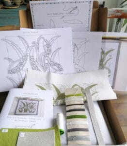 Louise Nichols Textiles Snowdrop Lino Print panel kit