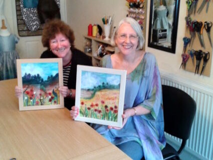 ‘Field with Red Poppies‘ Wool Painting Workshop with Raya Brown framed pictures