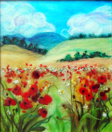 ‘Field with Red Poppies‘ Wool Painting workshop with Raya Brown